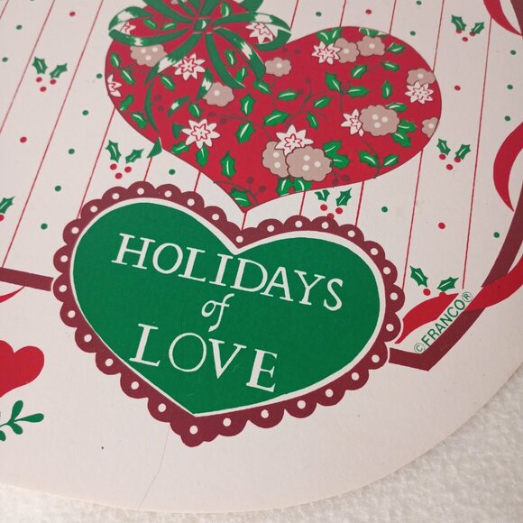 VTG 90s Oval Vinyl Christmas Valentines Placemats Holidays of Love Hearts Franco - Picture 3 of 7